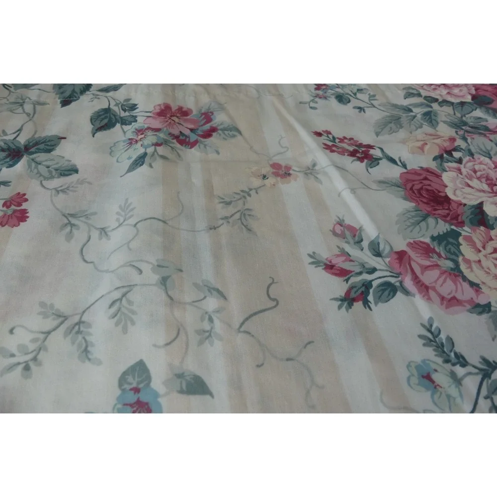 Vtg Croscill Floral Blouson Valance Bouqet Striped Cottage French Country 17x45